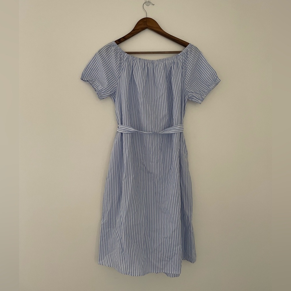 Annakro Short Sleeve Striped Blue and White Midi Dress Size XL - Picture 2 of 5